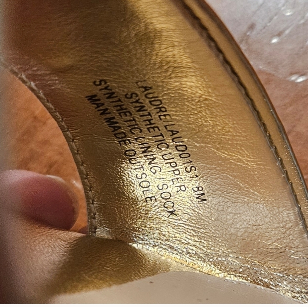 Steve Madden Laudre Gold Metallic Ankle Strap Open Toe Block Heeled Sandals - Picture 10 of 10